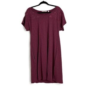 NWT‎ Soft Surroundings Gladstone Purple Embroidered Short Sleeve Midi Dress M